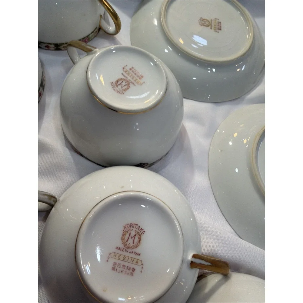 16 Pc Rare Noritake Nippon 1920's Vintage Serving Saucer & CupTea Victorian‎ 57